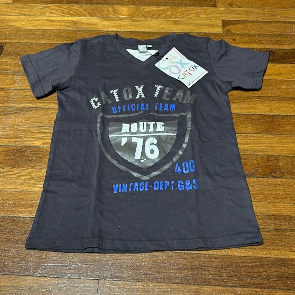 CatOx Boys Logo Tee, Gray, Sz 14, NWT